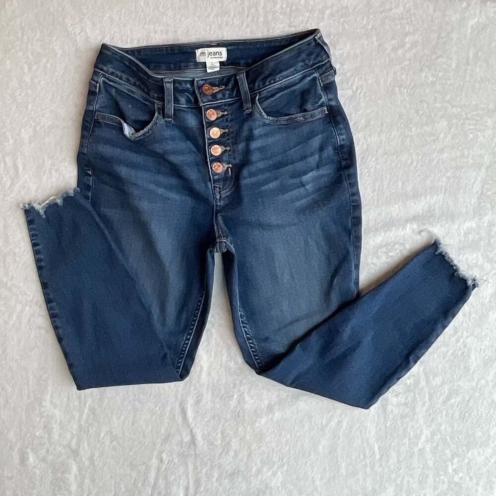 m jeans by maurices Womens Blue Skinny Ankle Button-Front Jeans Size S